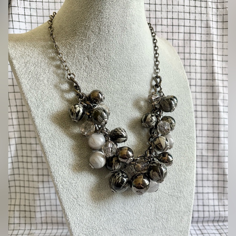 Metallic Bead Ball Statement Necklace